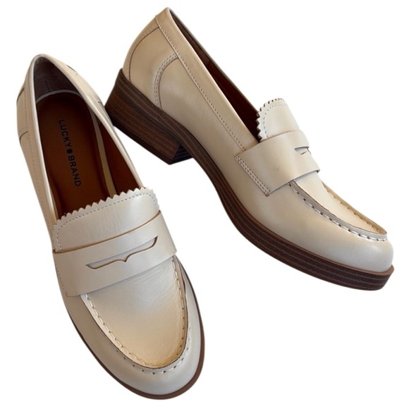 Like New Lucky Brand Leather Floriss
Loafers Cream Size 7 - Picture 1 of 9
